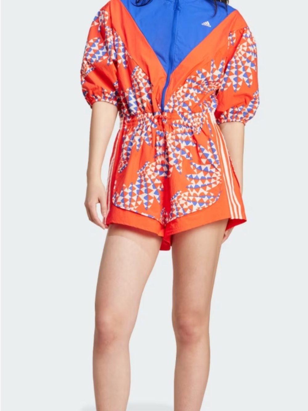adidas Orange and Blue Geometric Athletic Romper - Picture 1 of 6